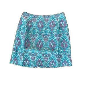 Verty Blue Pink Printed Lined Mini Skirt L